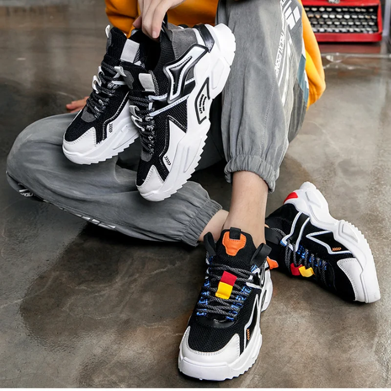 

Spring New Thick-soled Inner Heightening Fashion Casual Shoes Explosion Models Color Matching Old Shoes All-match Sports Shoes