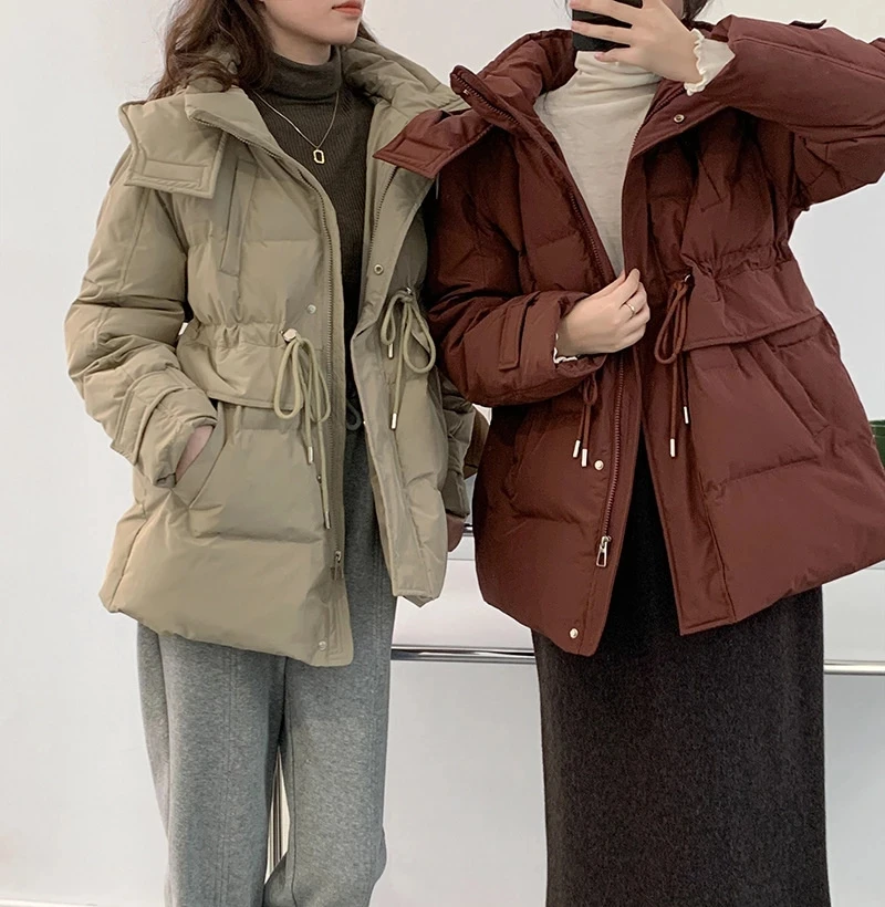 

Парка с капюшоном, с завязками на талии, свободный пуховик, хлопковое Женское зимнее пальто, толстое пальто большого размера, теплая хлопков...