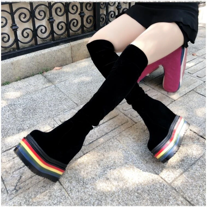 Новинка 2019 Универсальные женские Ботинки Martin на высоком каблуке с увеличенной