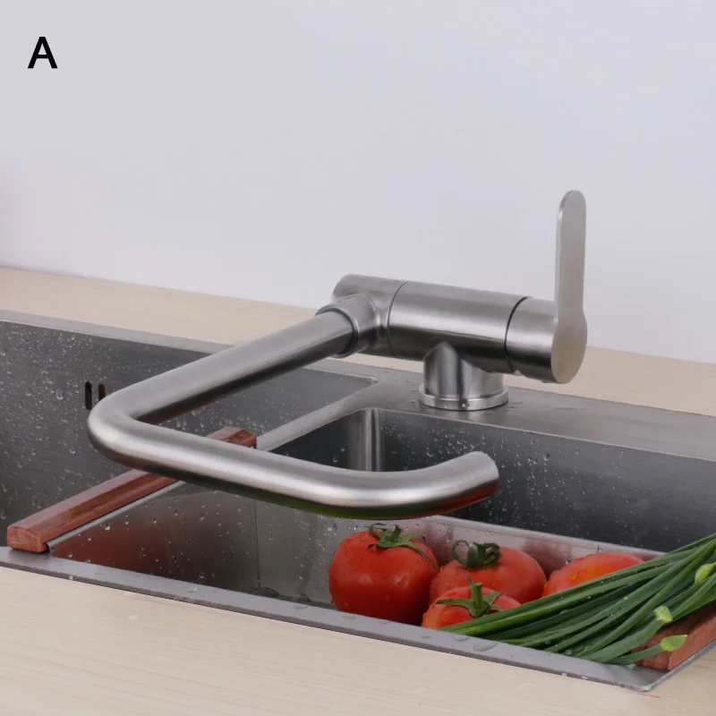 

304 Stainless Steel Kitchen Hot And Cold Water Faucet Household Foldable Swivel 360 Sink Taps PAK55