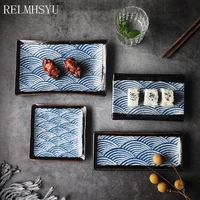 1pc relmhsyu japanese style rectangle rero ceramic meal snack sushi dinner plate household tableware