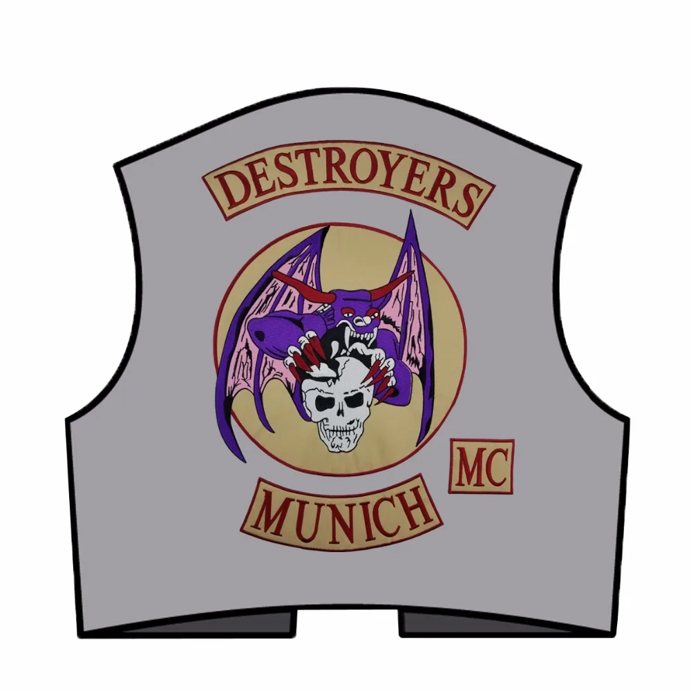 Полный комплект с большим вышивкой в виде черепа Разрушителя MC крыльями нашивка