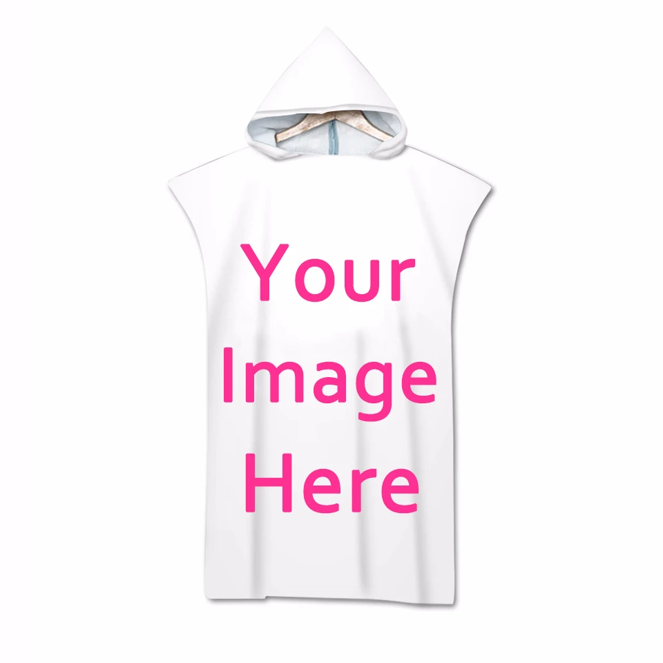 

Customized Print Beach Towel DIY Pattern Name Logo Hooded Bath Towel for Women Swim Beach Towel