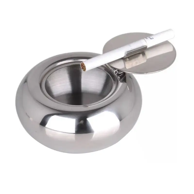 Нержавеющая сталь пепельница с защитой от ветра крышкой для сигаретного пепла