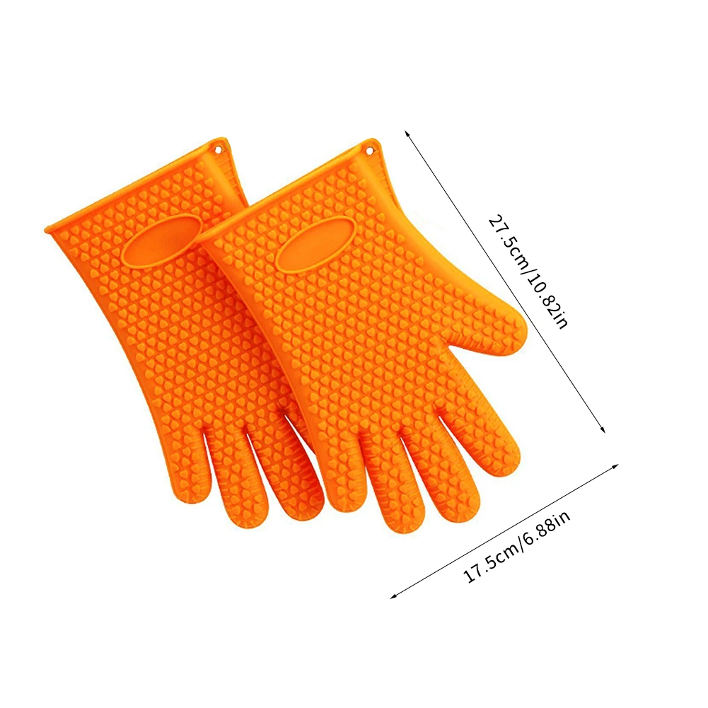 

1 Pair Thick Non-Slip Silicone Oven Gloves Heat Resistant Insulation Gloves Washable Waterproof Cooking Baking Frying BBQ Gloves