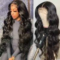 13x6 hd transparent body wave lace frontal human hair wigs for black women pre plucked 250 density brazilian lace hair wig