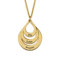 personalized jewelry water drop family name necklaces stainless steel customized necklaces pendants women gift