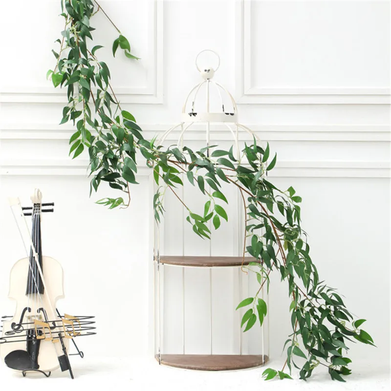 

Green Plastic Artificial Hanging Lvy Eucalyptus Leaf Garland Plants Vine Leaves Diy For Home Wedding Decoration Party Decor