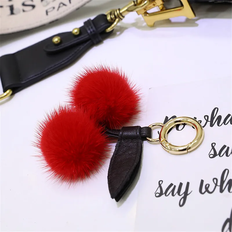 Натуральный мех норки брелок Вишня меховой помпон Новинка Ботильоны из