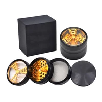 creative design crown aircraft aluminum herb grinder 63 mm 4 layers with blade teeth tobacco grinder open window spice crusher
