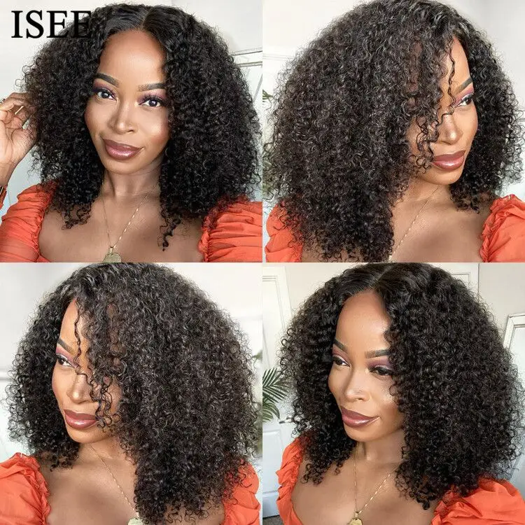 ISEE HAIR Mongolian Kinky Curly Lace Wig for Women - 13X6 HD Lace Frontal Closure and Human Hair Extensions image 4