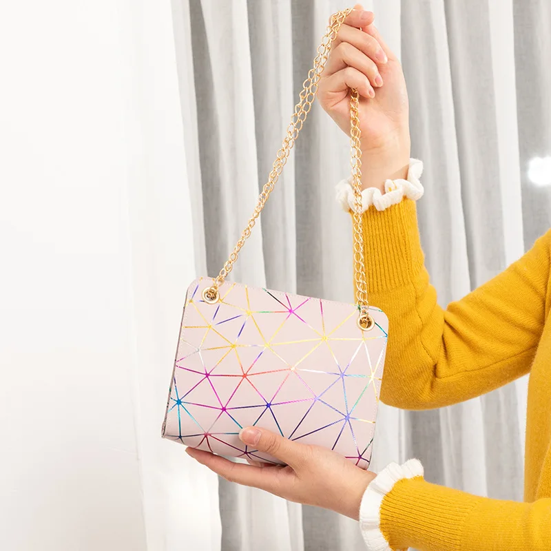 

Geometric Women Bags Chain Hasp Satchels Diamond Lattice Flap Handbags Female Messenger Bag for Girl Phone Purse Bolso Mujer