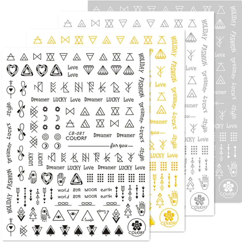 

Newest Geometry Design 3D Self Adhesive Back Glue DIY Decal Decoration Tool Nail Stickers CB 81