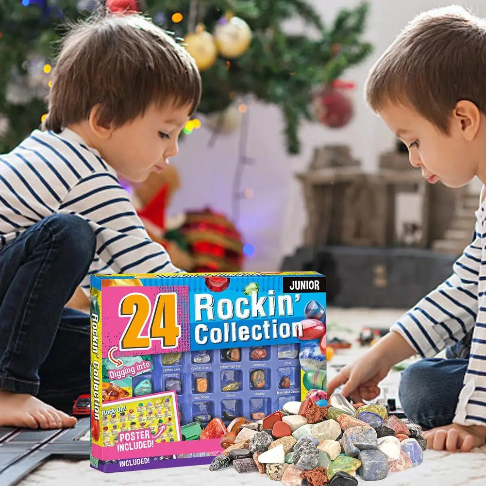 Advent Calendar Christmas 24 Days Countdown 24PCS Rock Mineral Kits Gift Educational Toys Festive Holiday Decor | Игрушки и хобби