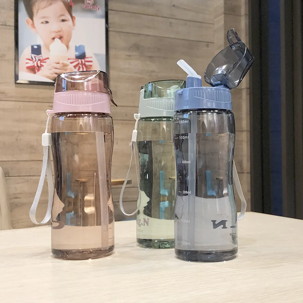 

1pc 580ml Portable Sports Water Bottle With Straw BPA Free Leakproof Gym Bottle Drink Mugs Green/Red/Blue Home Drinkware