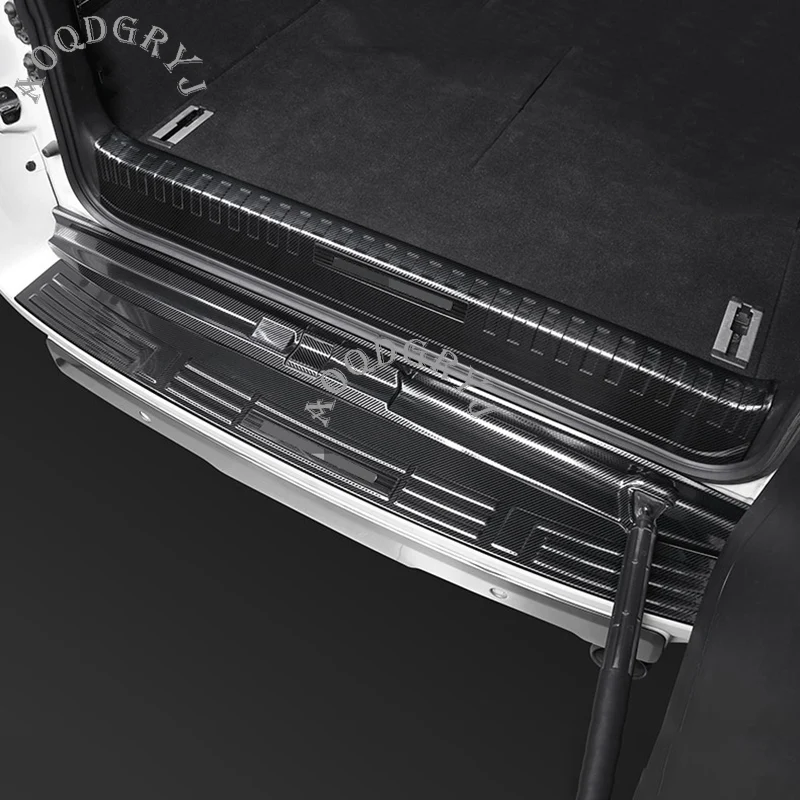 Металлическая Текстура углерода задний багажник протектор бампер пластины