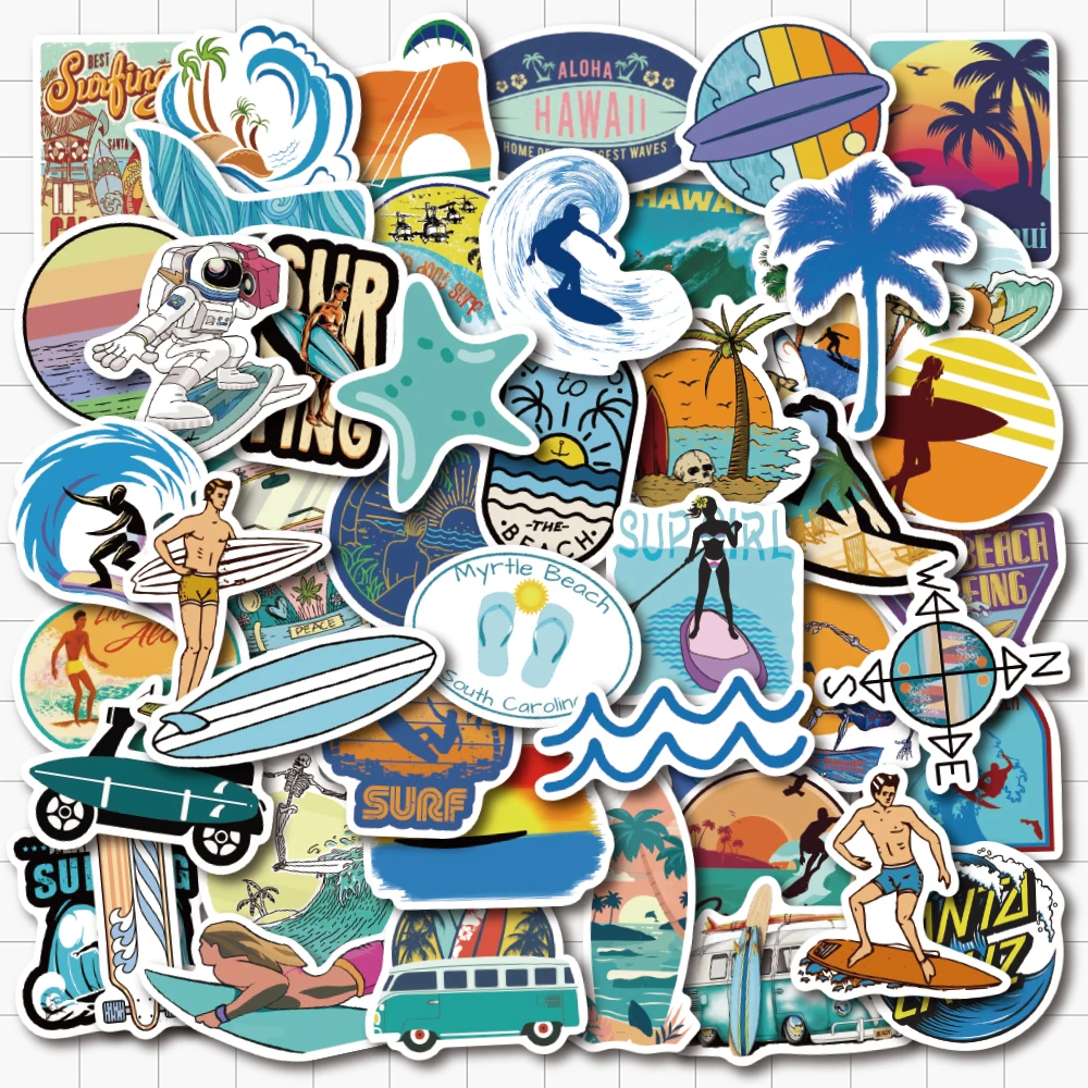 VANMAXX 50 PCS Surf Life 2 Outdoor Sport Themed Car Stickers Waterproof Vinyl Decal for Laptop Helmet Bicycle Luggage