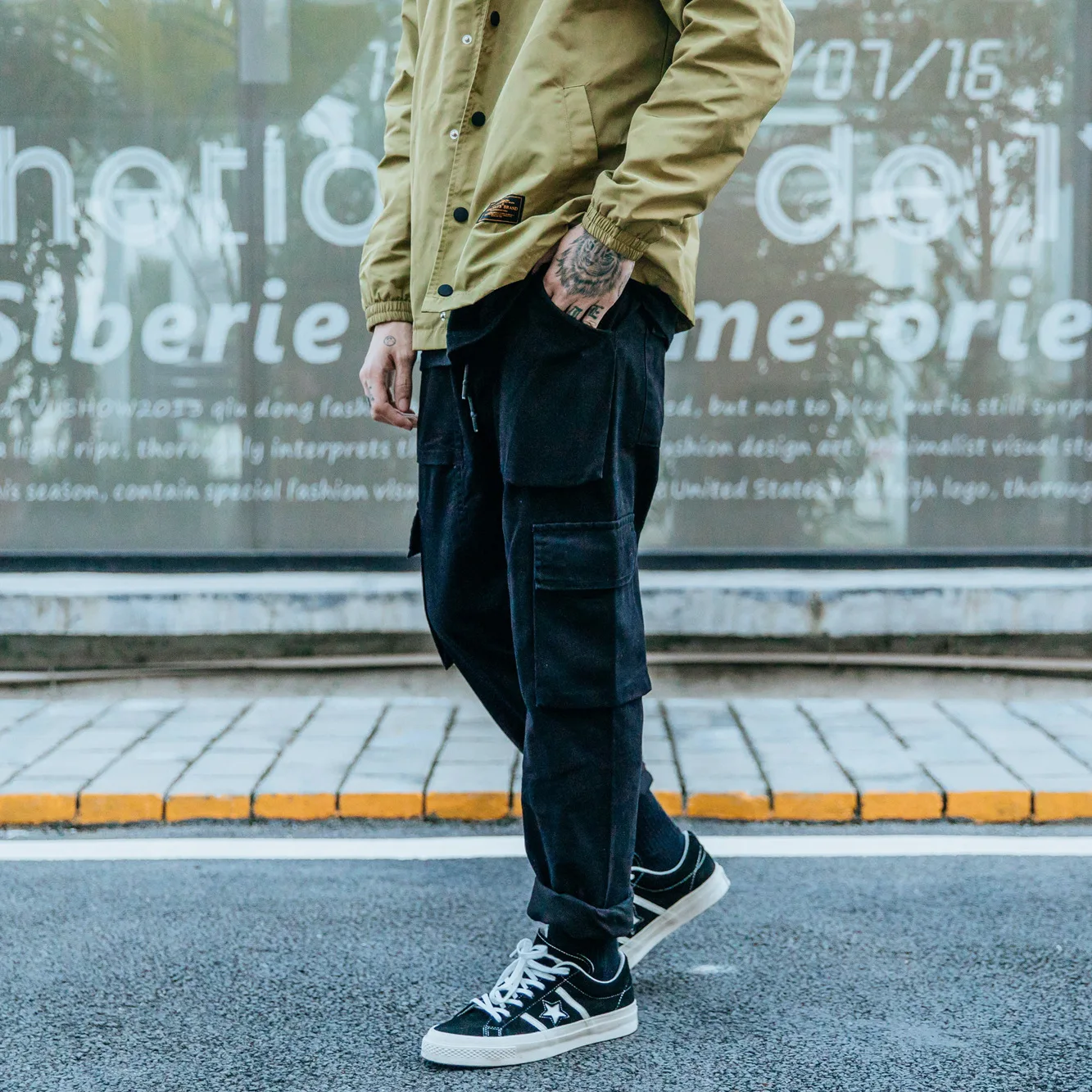 Сафари Стиль! Несколько карманов Брюки карго мужские прямые брюки эластичный