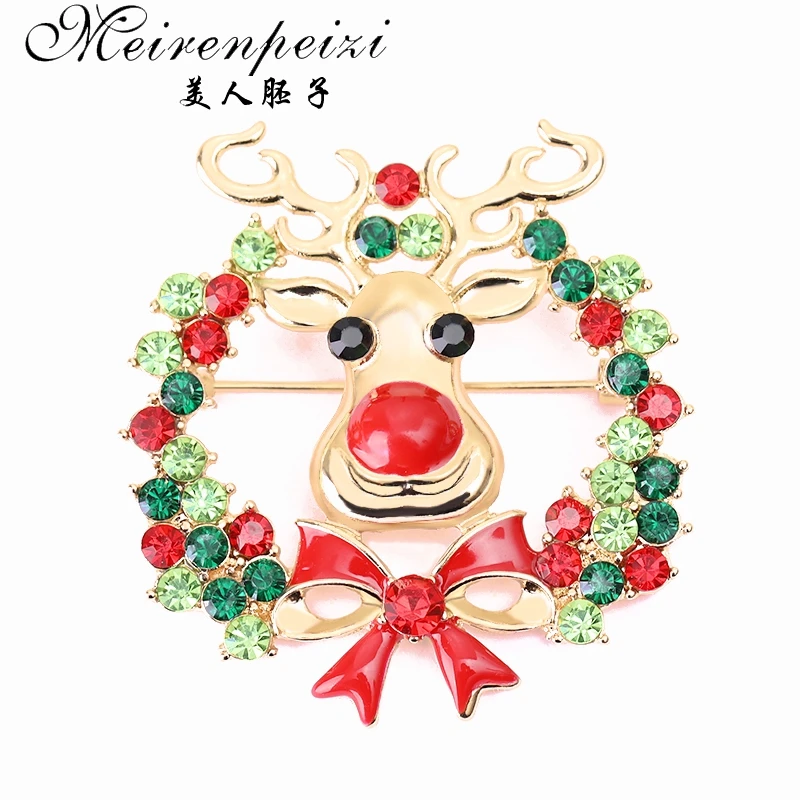 as photo Meirenpeizi Merry Christmas Броши Булавки милый Санта Клаус шляпа перчатки колокольчики носки пончики Конфета Эмаль Булавка значки брошь - Окраска металла: as photo