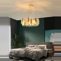 postmodern autumn leaves gold silver dimmable led designer chandelier lighting lustre suspension luminaire lampen for foyer