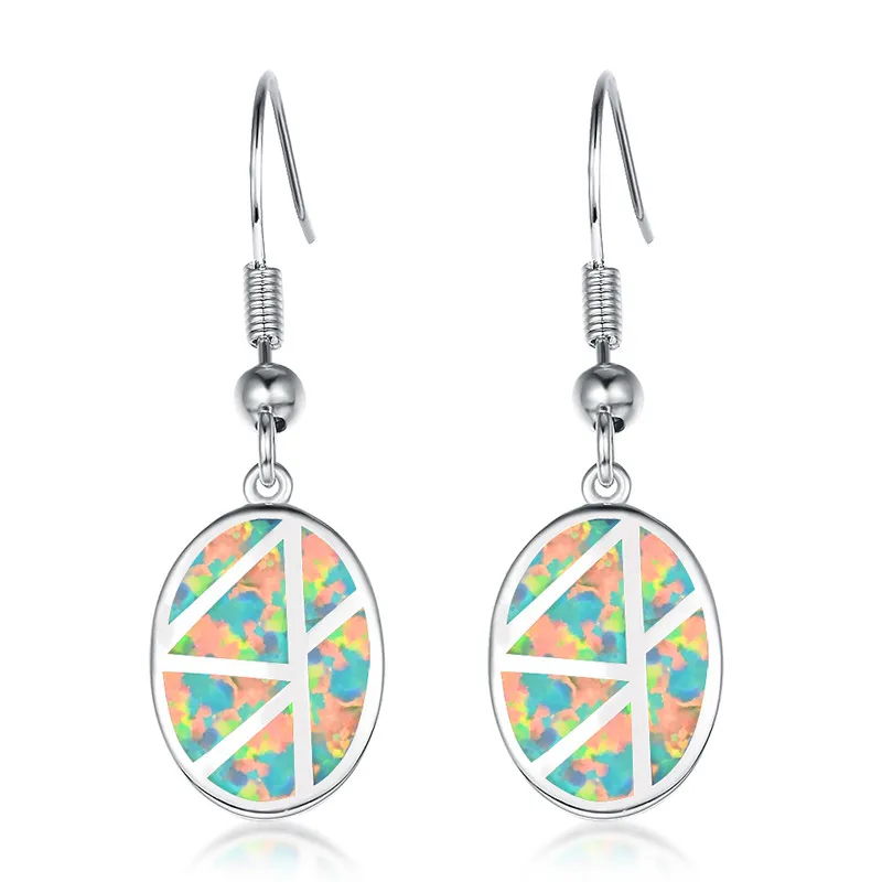 Милые женские серьги-подвески в стиле бохо с большим голубым и белым огненным