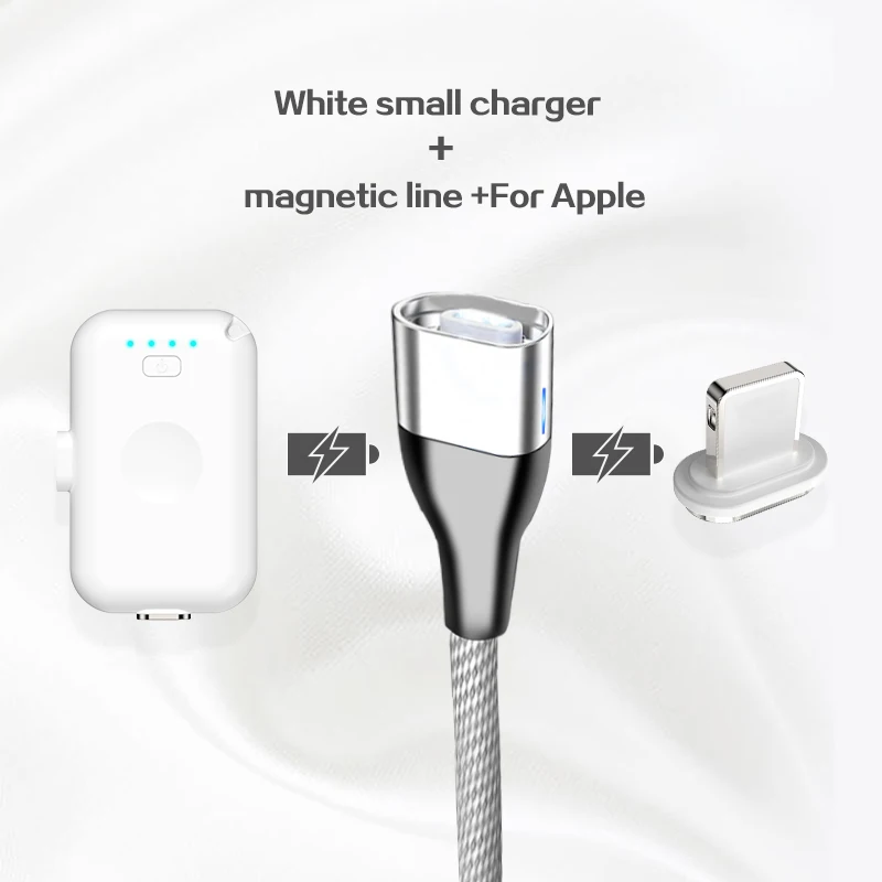 White for apple 4 шт. Мини Магнитный внешний аккумулятор для iPhone, Android, Тип C, портативный светодиодный светильник, магнитное зарядное устройство, внешний аккумулятор для Xiaomi, huawei, samsung - Цвет: White for apple