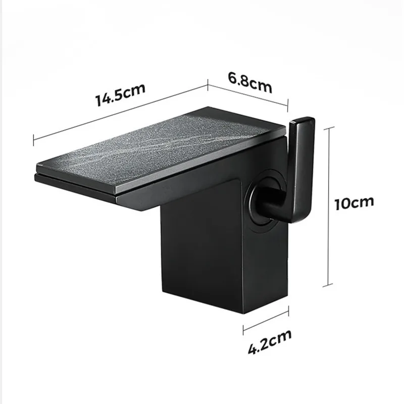 

European Bathroom Waterfall Faucet Black Brass Black Basin Sink Faucet Deck Mounted Mixer Taps Hot and Cold Water Tap Chrome