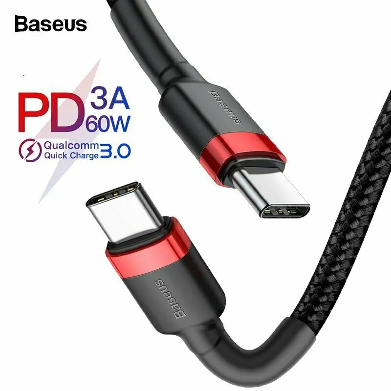 Baseus usb type-C кабель для USB C кабель для samsung S10 Xiaomi телефон с помощью USBC PD Быстрая зарядка зарядное устройство Шнур USB-C type-C кабель