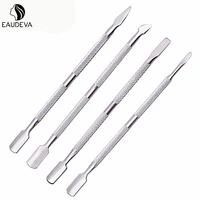 1pc double ended dead skin push stainless steel cuticle pusher remover for pedicure manicure nail art cleaner care tool