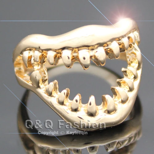 Trendy Chic Shark Tooth Skull Hell Demon Mouth Finger Ring Goth Emo Punk Fancy Jewelry New tooth wholesale lots bulk Dress | Украшения и