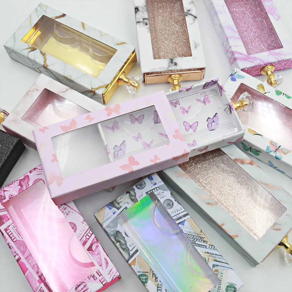 Упаковочная коробка для ресниц с лотком оптовая продажа квадратные алмазные