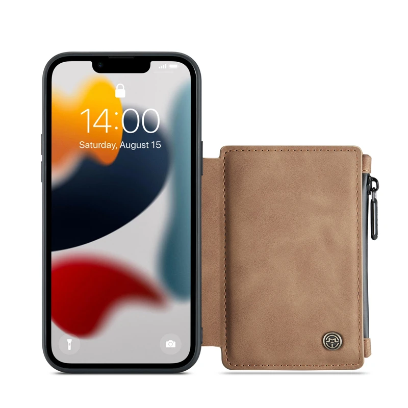 Zipper Wallet Leather Phone Case For iPhone 13 12 11 Pro Max 7 8 Plus X XR XS Max Shockproof Card Slot Holder Stand Phone Cover.