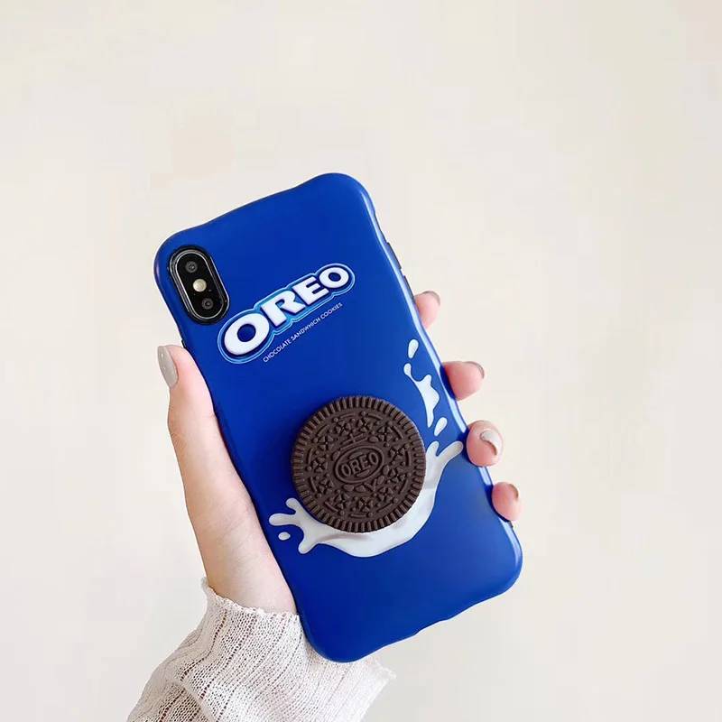 Милый 3D Oreo молочное шоколадное печенье Мягкий силиконовый чехол для iphone XS MAX XR 6S 7 8 Pplus Модный Роскошный чехол для телефона Fundas - Цвет: Бежевый