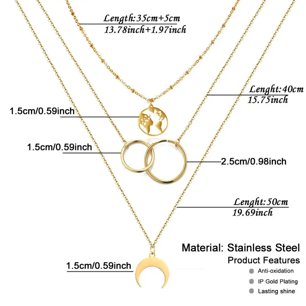 Винтажный многослойный чокер MinaMaMa из нержавеющей стали ожерелья для женщин