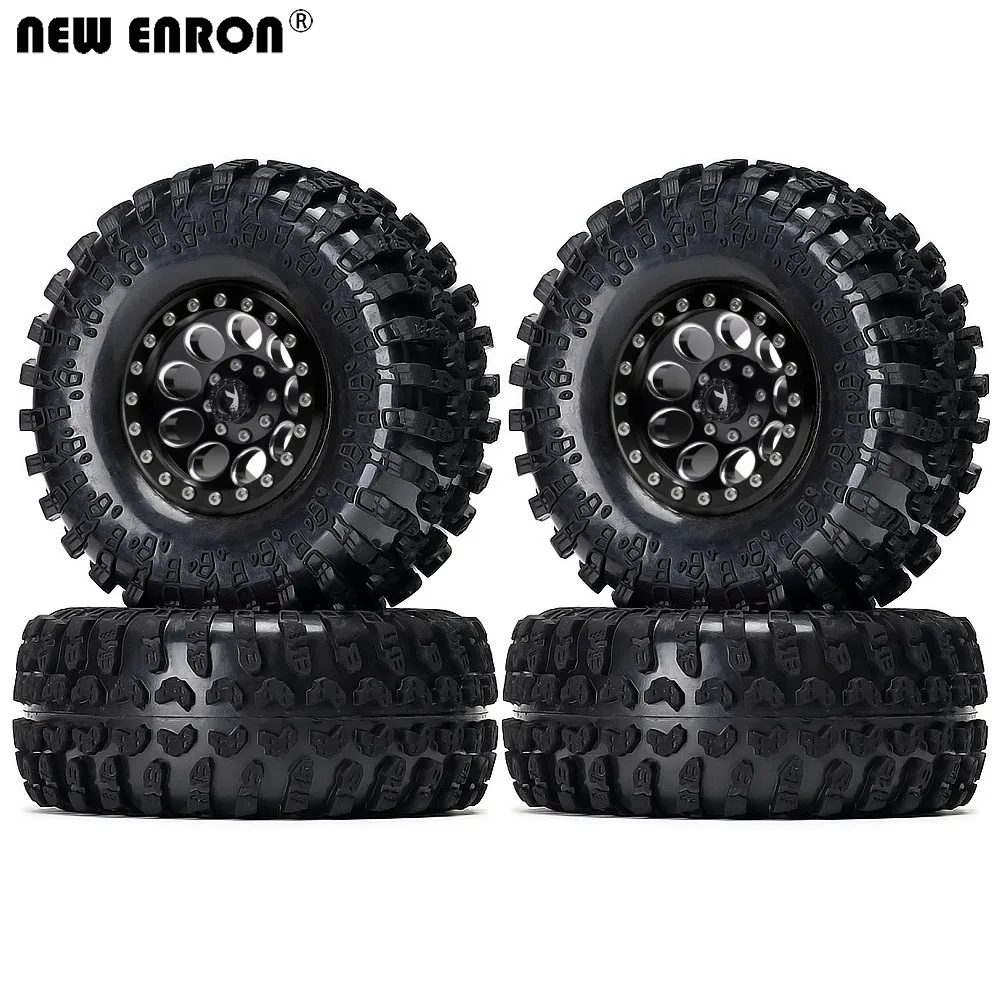 

NEW ENRON Black Alloy 2.2" Beadlock Wheels Rim & Rubber Tires for RC Car 1/10 Traxxas TRX-4 Wraith YETI RR10 Axial SCX10 90046