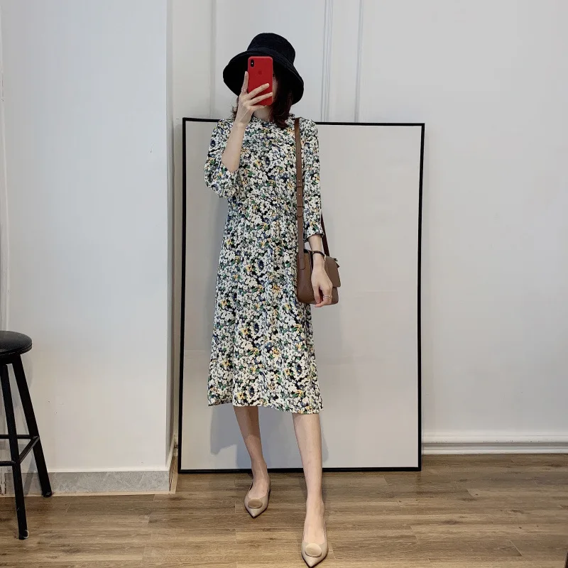 

2020 French Niche Tea Break Dress Flowery and Printed Dress Casual Dress Plus Size Dress