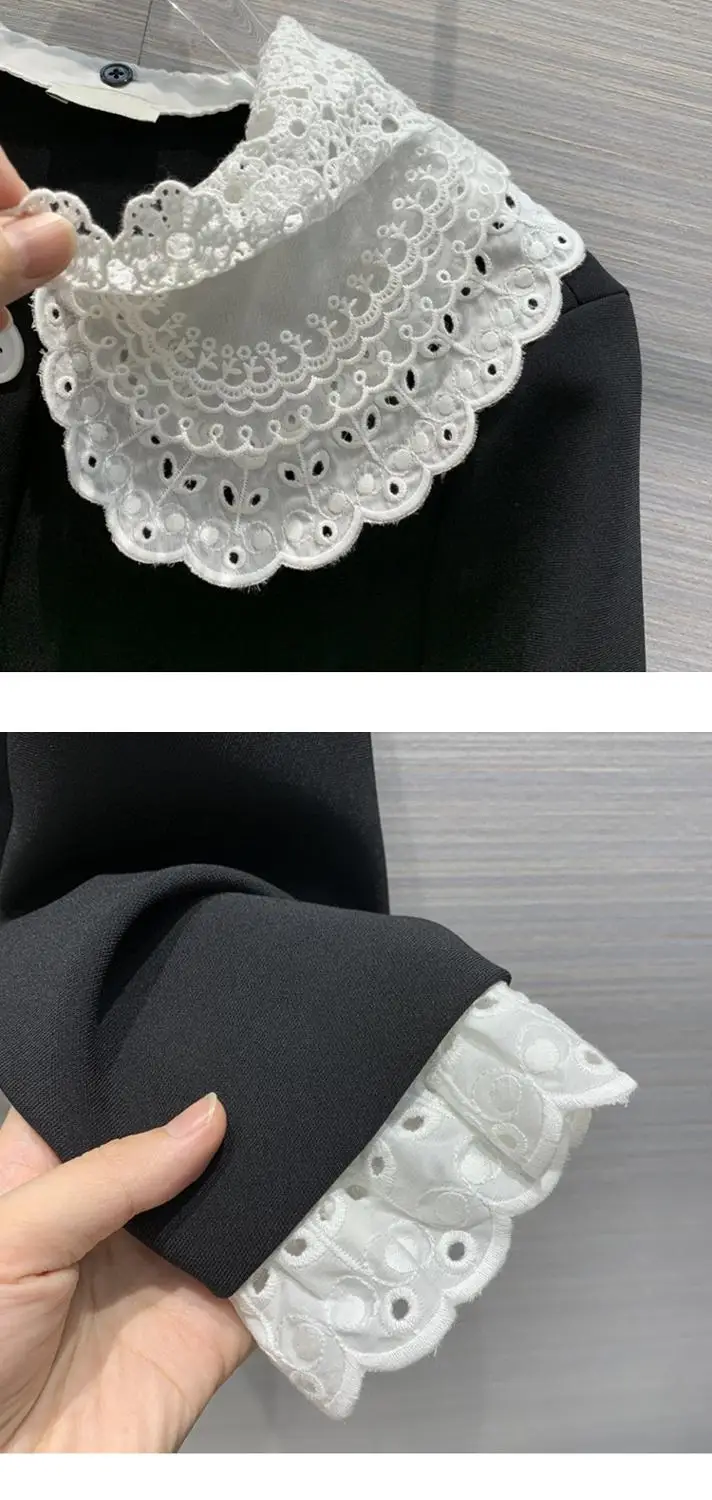 

Brand fashion women's high-end luxury autumn vintage elegant casual embroidery stitching single breasted thin short jacket Coat