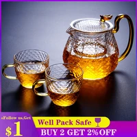 hmlove heat resistant glass teapot 4 cups high boron silicon filter strainers chinese kung fu teawear set ceremony pot 600ml