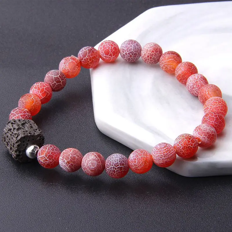 Браслет из натурального камня и бусин браслет агата лавы браслеты на расстоянии