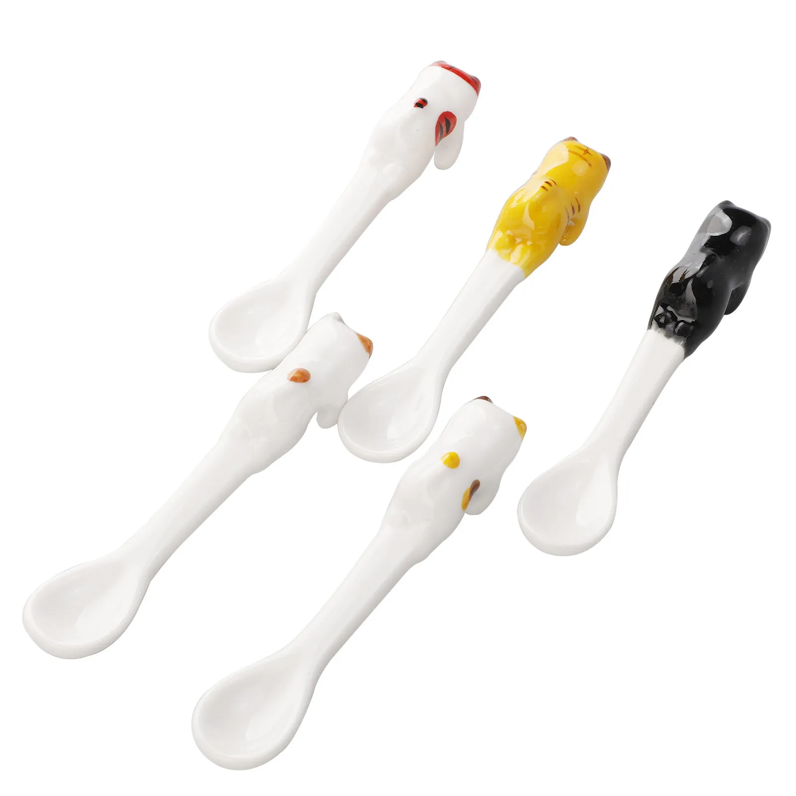 

Котом ложка Кофе ложки мультфильм Нержавеющая сталь Висячие 5 шт. столовый сервиз из десерт Кухня и бар смешивания прекрасный керамика чайн...