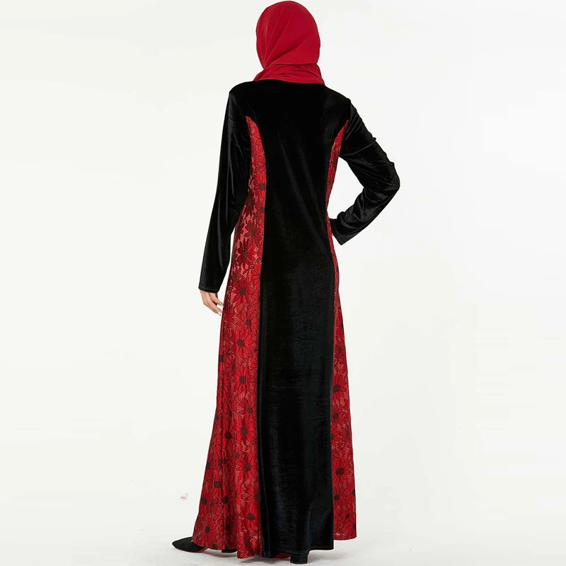 Новое мусульманское платье Свободные Большие размеры золотые бархатные вышитые