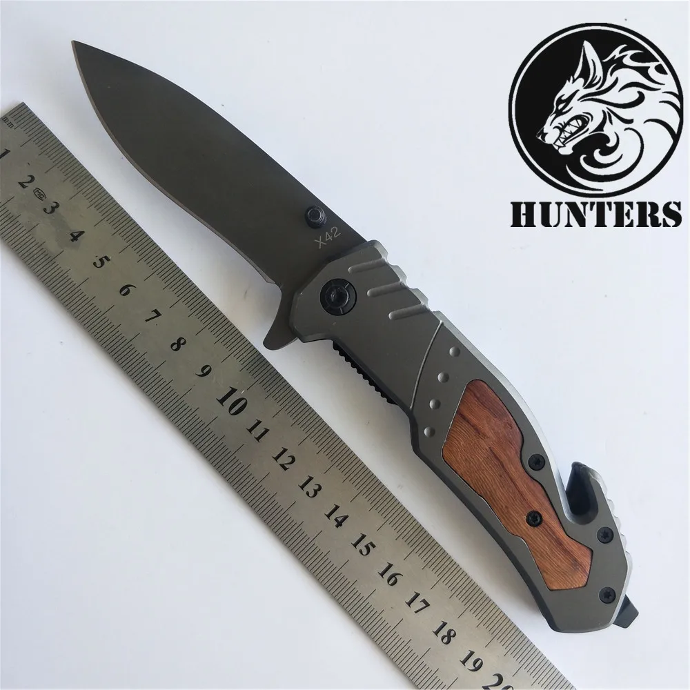 Охота 56HRC высокая твердость 3CR13 Лезвие сталь + сандаловое дерево ручка складной