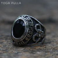 vintage gothic oval black cz ring mens women stainless steel punk the eye of horus retro band ring size 7 14