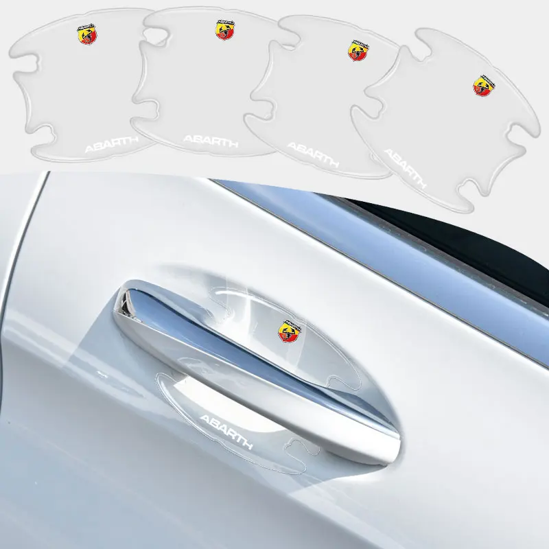

4pcs Car Door Handle Transparent Decorative Protection Sticker For Abarth 500 595 Competizione Carbono Punto Car Accessories