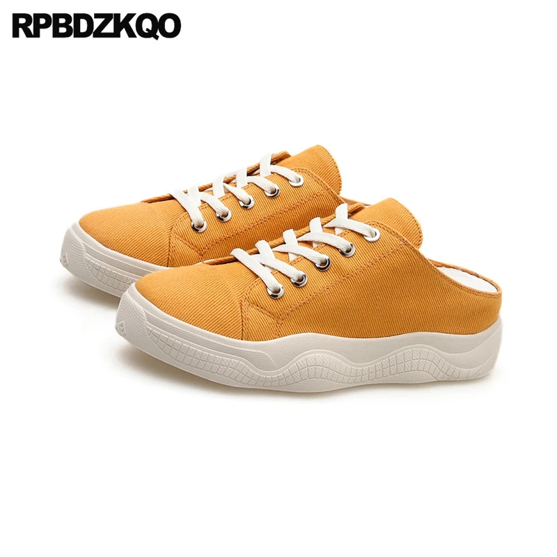 Мюли женские на платформе джинсовые туфли ручной работы тапки мягкая подошва