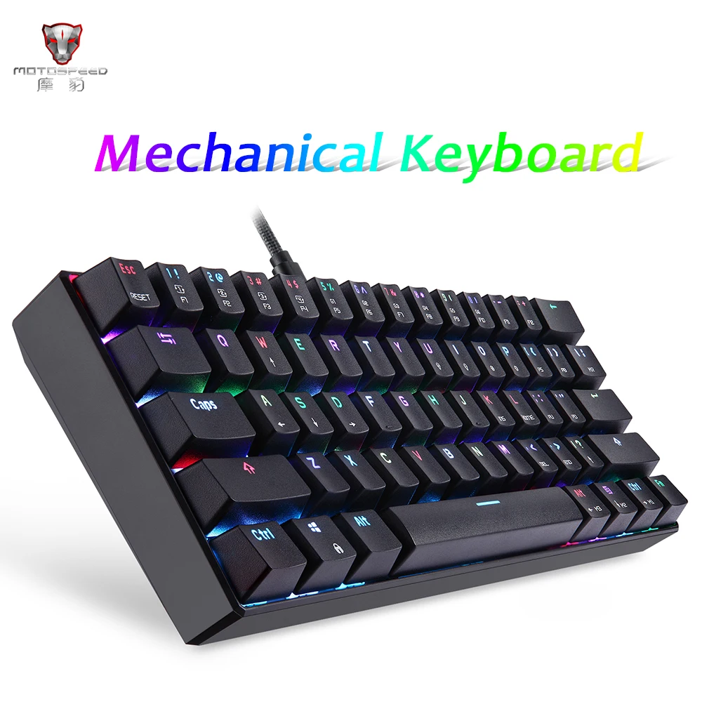 MOTOSPEED CK61 игровая механическая клавиатура RGB с синим красным переключателем