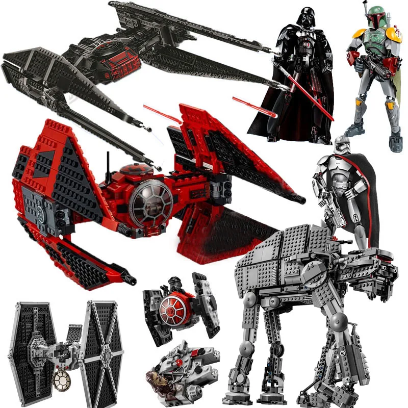 Строительные блоки Red Tie Fighter AT-TE Walker кирпичные игрушки для детей рождественский