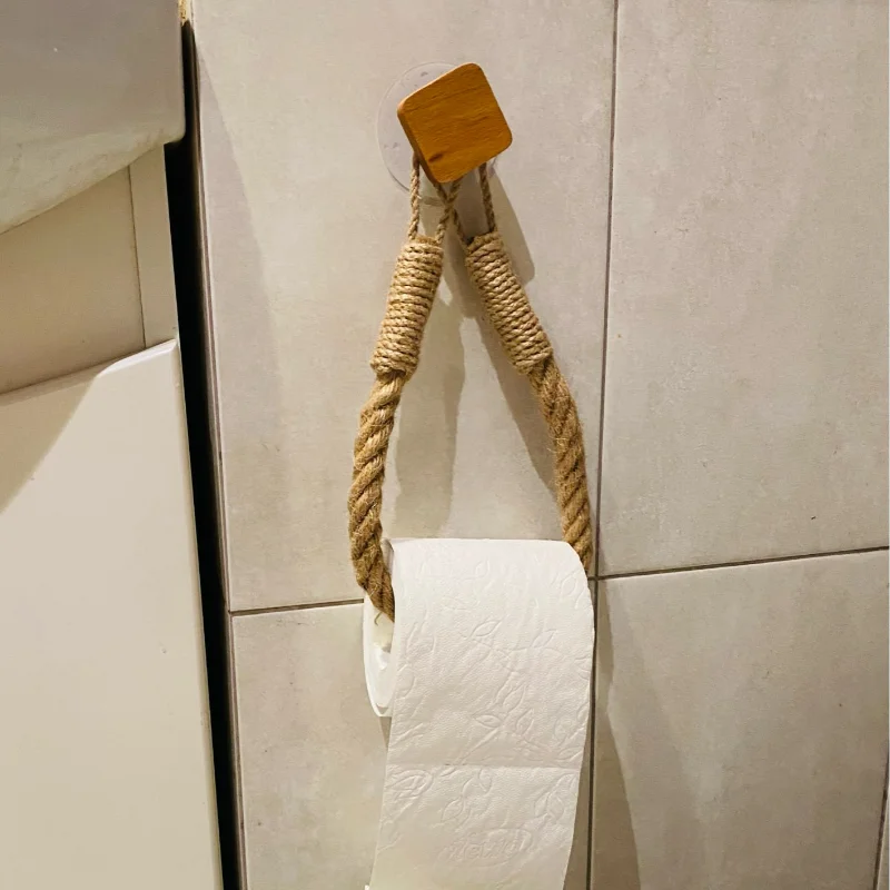

Shelf for Kitchen Wall-mounted Rope Toilet Paper Roll Holder Retro Towel Rack Tissue Stand Toilette Papier Toilet Accessories