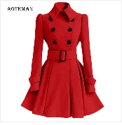 Осенне-зимнее женское пальто, повседневные шерстяные одноцветные куртки, блейзеры, женское элегантное двубортное длинное пальто для девушек размера плюс 5XL