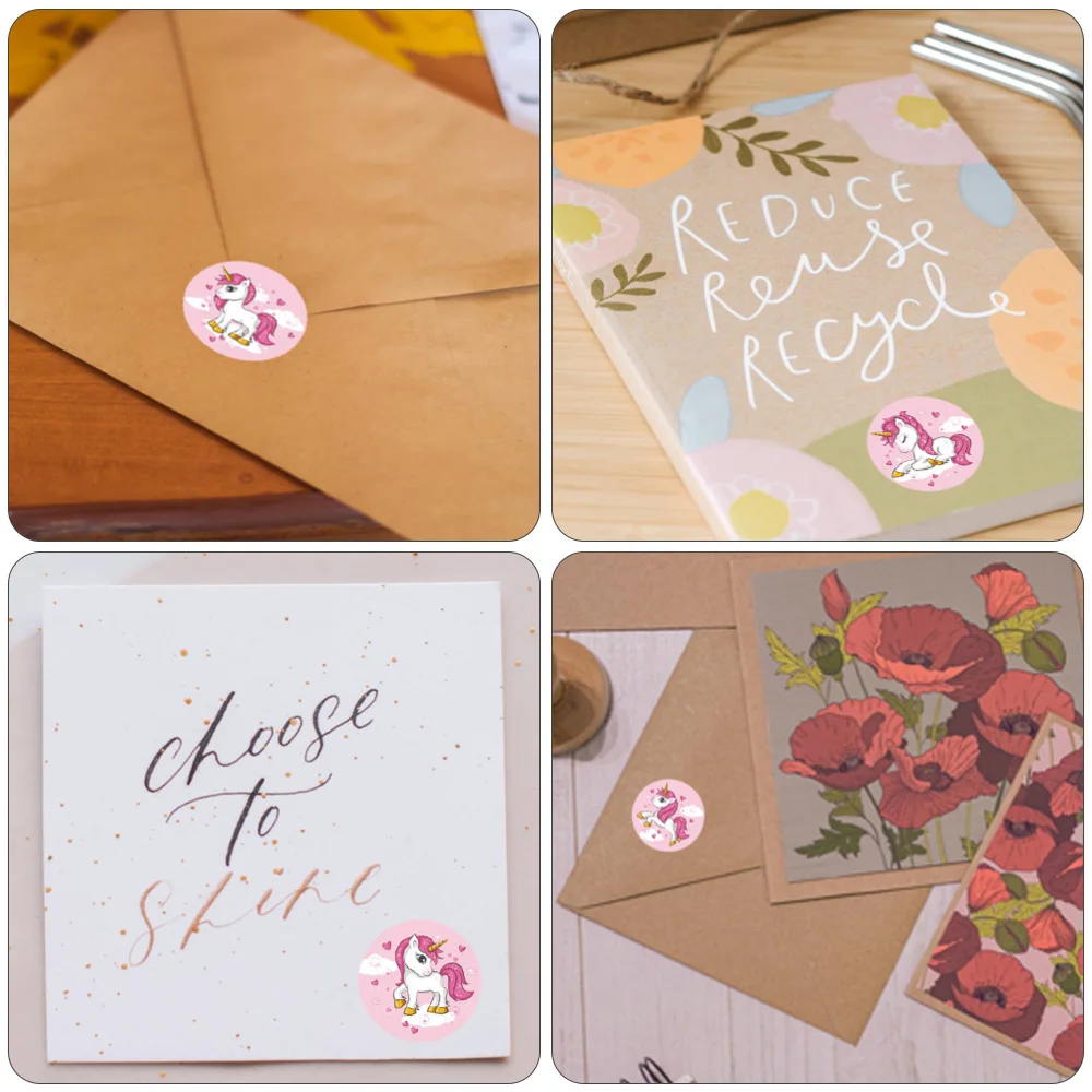 

6 Rolls Round Sealing Stickers Pattern Gift Stickers (Assorted Color)